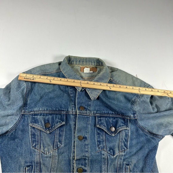 Vintage Lucky Star Denim Trucker Jacket Mens Large Distressed Grunge Rock 90s - Picture 7 of 9